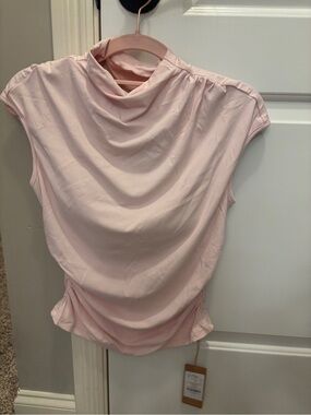 Women's Pink Draped Cowl Neck Top